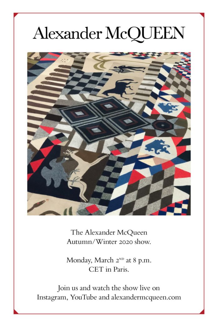 「Alexander McQueen（アレキサンダー・マックイーン）」2020-21年秋冬コレクション・ランウェイショー　ライブストリーミング