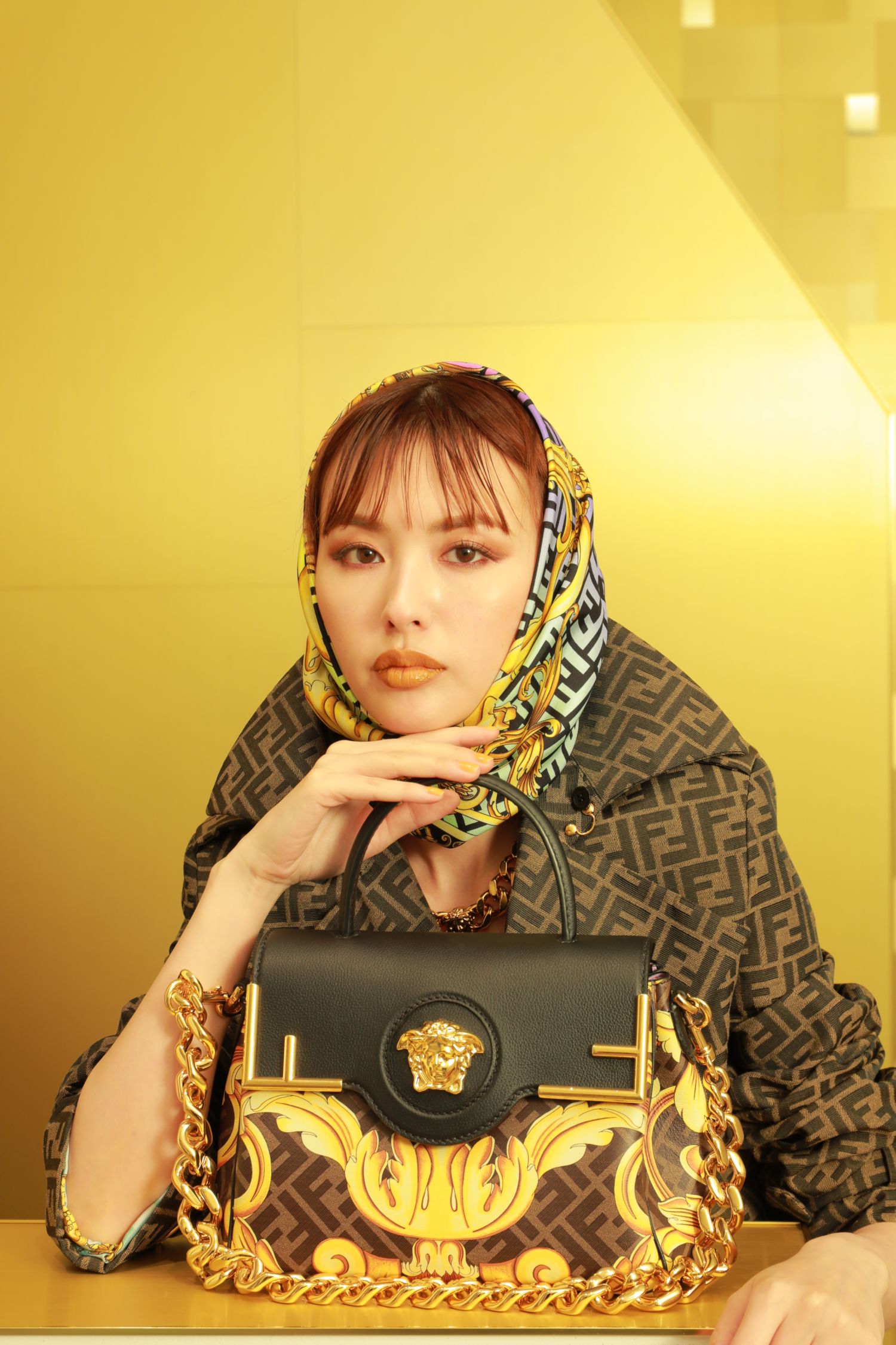 フェンディ ヴェルサーチ FENDI VERSACE コラボ ロゴ ベルト-