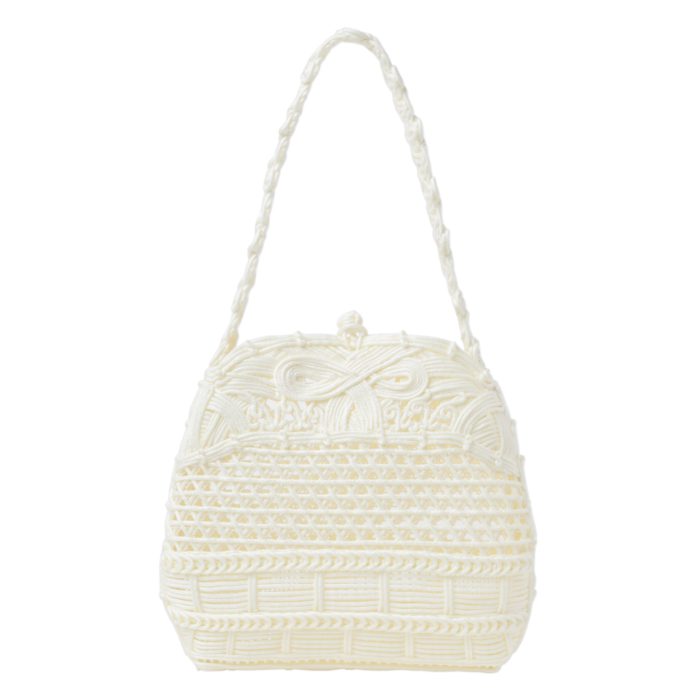 Cord Embroidery “Hanakago” Mini Hand Bag (WHITE)　¥51,700 (tax inc) 