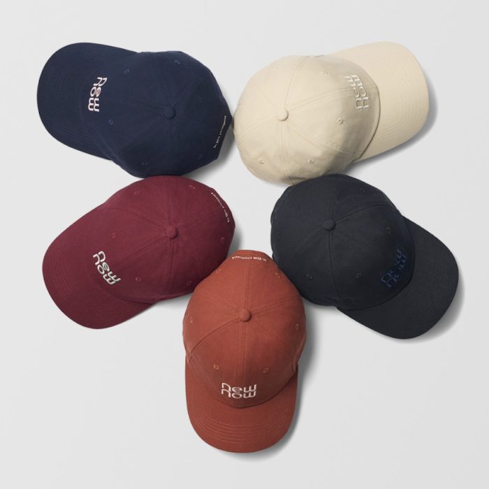 newnow Cap ¥9,900(税込) 完売が続いていた人気の newnowロゴキャップの再販が決定。本POP UPにて先行発売いたします。カラー展開は5色Black/Navy/Beige/Burgundy/Orange