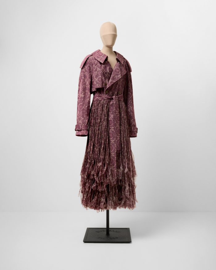 Women’s purple baroque-print fringed trench coat_ Winter 2025